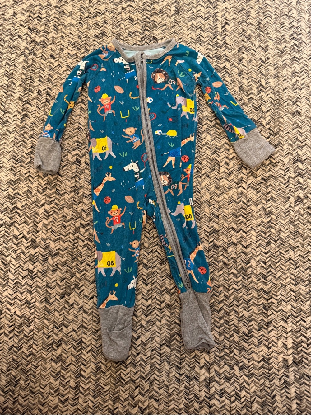 Little Sleepies Teal Animal Print One-Piece Footie - Picture 1 of 4
